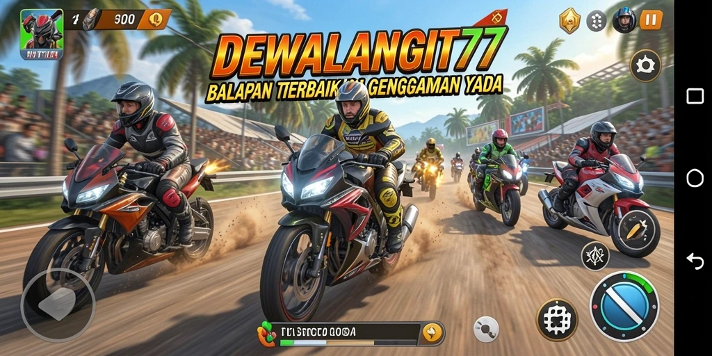 Tampilan gameplay balapan motor yang mendebarkan di DEWALANGIT77.