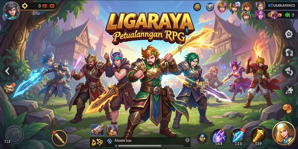 Gameplay seru LIGARAYA dengan pertempuran epik dan karakter yang dapat disesuaikan.