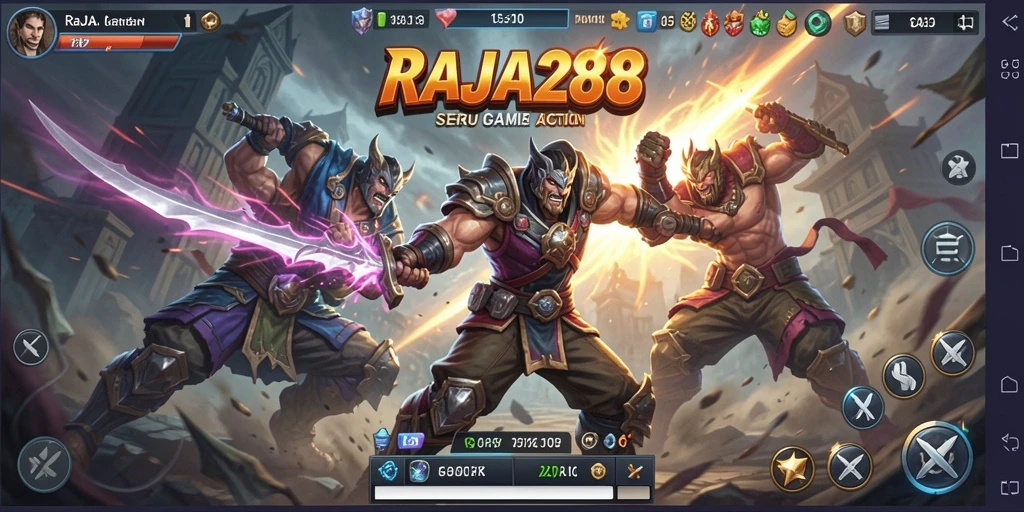 Tampilan gameplay RAJA288 menunjukkan aksi yang mendebarkan dan grafis menawan.